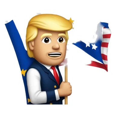 Donald Trump with a flag from the European Union sticker