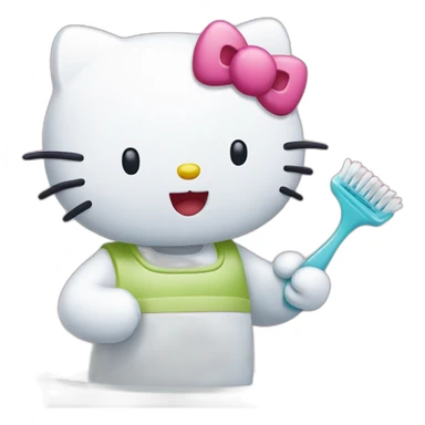 Hello kitty brushing teeth sticker