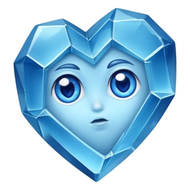 very sharp very broken broken blue gem mineral , multiple irregular chunks, very shiny with two eyes and heart shaped thousand edges sticker