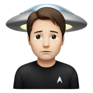 Mulder from the x-files looking very very worried (not trusting anyone today) while wearing a dark t-shirt. A beam of light from a UFO illuminates him sticker