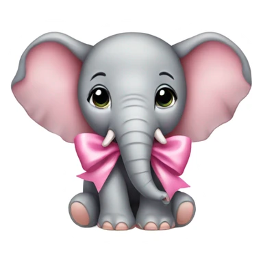 elephant baby pink bow sticker