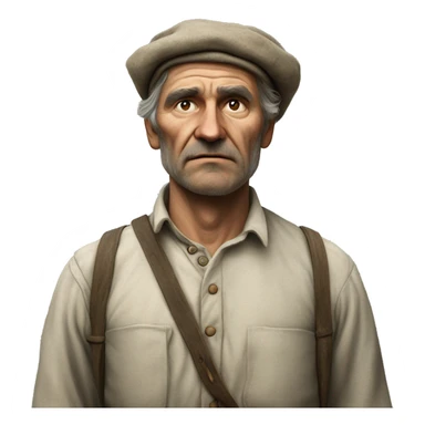 peasant in an old shirt during the 1917 revolution in russia photorealistic serious sticker