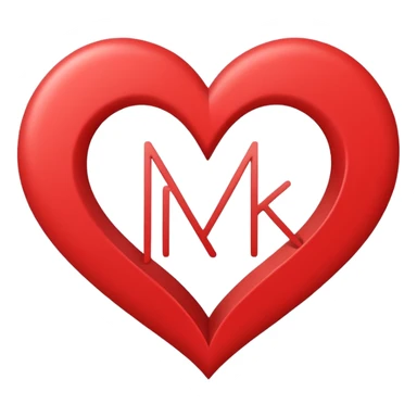 Minimalist illustration of a heart drawn with a single continuous line Integrated into the heart’s line, the letters ‘N’ and ‘K’ appear subtly, as part of the drawing itself sticker