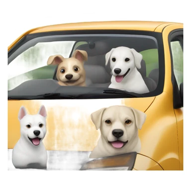 6 dogs in a Prius sticking their heads out of the window with a bald man in his 50’s who likes adventure driving the car sticker