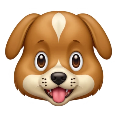 the dog sits at full height with a frightened face sticker