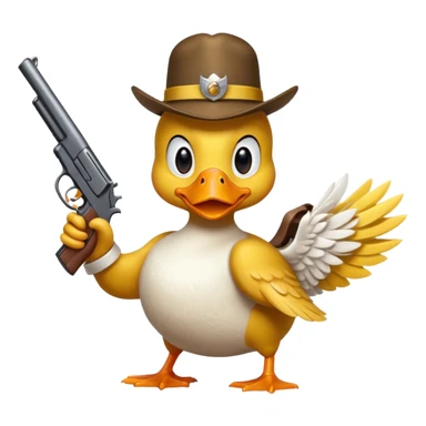 angry duck with a gun in his hand pointing at us  sticker