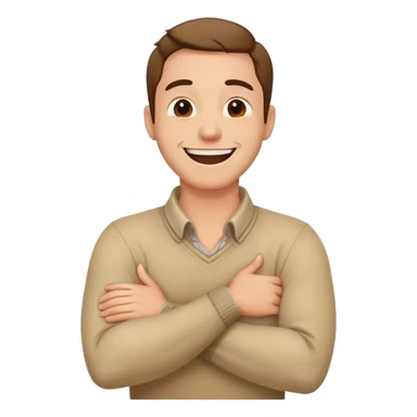 Guy holding his neck with his arms crossed in front of his neck laughing sticker