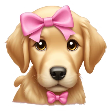Golden retriever puppy with pink bow sticker