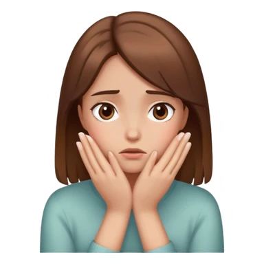  girl ashamed of herself of hiding face in hands with brown hair sticker