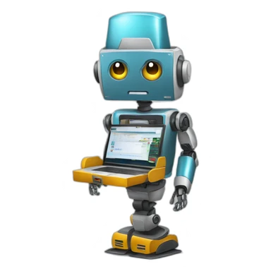 un robot con gorro navideño vendiendo por una computadora sticker