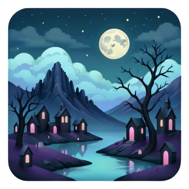 goth  eerie pastel night landscape  sticker