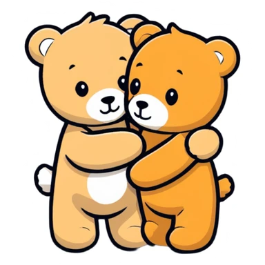 Teddy hugging another teddy sticker