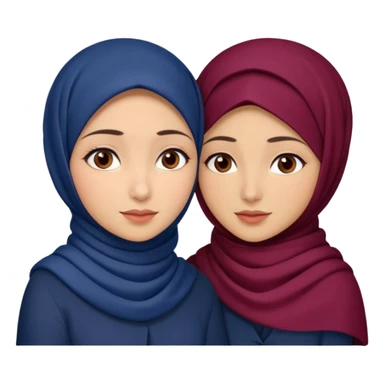 Two Turkish beautiful finish Konya girls brown eyes with hijab dark blue and burgundy and hugs  sticker