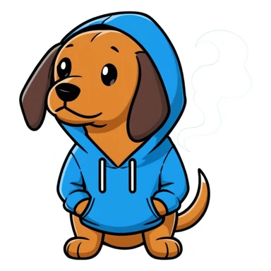 Dog wearing hoodie smoking sticker