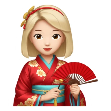 Kimono princess, red kimono with fan sticker