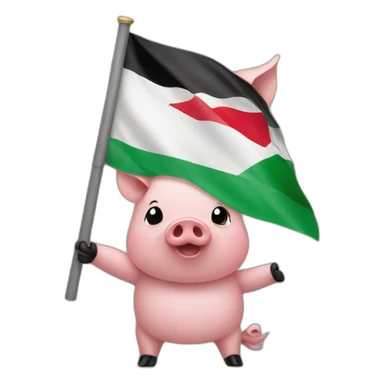 A pig holding palestinian flag sticker