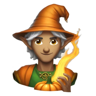 pumkin elf male casting a spell sticker