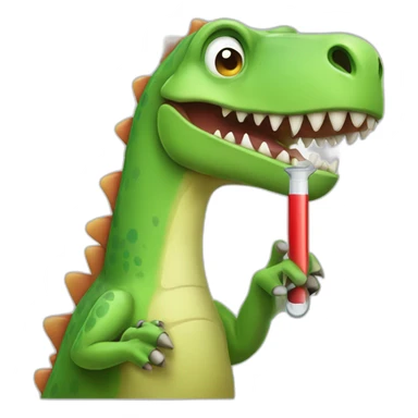 sick dinosaur with thermometer sticker