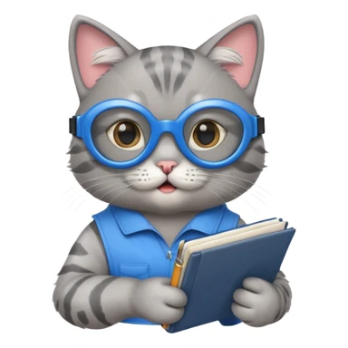 funny cat with planner with blue goggles sticker