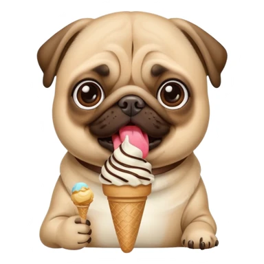 Pug eating ice cream sticker