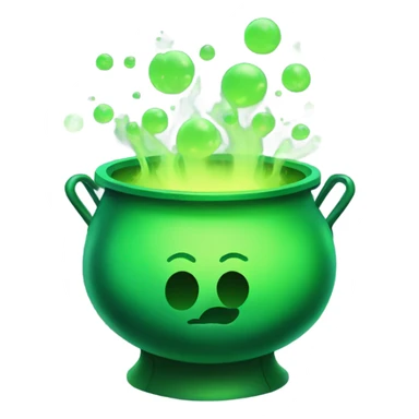 green magic cauldron with potion sticker