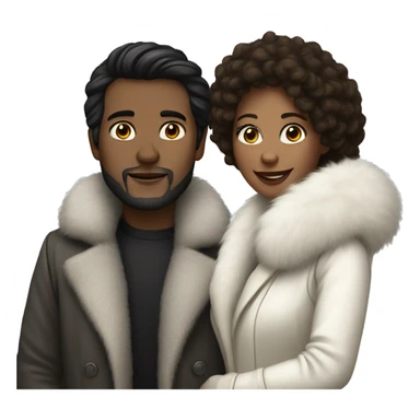 Dark haired White couple in long fur coats sticker