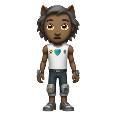 a man named Pre is half wolf with robot arms sticker