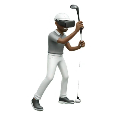 man playing golf with a vr headset on sticker