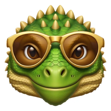 rich capitalist iguana head with golden glossy sunglasses sticker