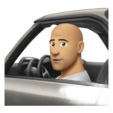 Vin Diesel in profile driving a car sticker