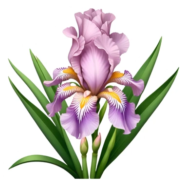 big bouquet Soft Pink Iris, luxuriant, leaf, bud sticker