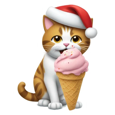 Christmas cat eating ice cream  sticker