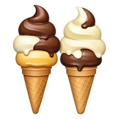Create an image with 2 scoops of icecream slighted inverted ly placed aginst each other sticker
