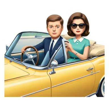 jfk and jackie kennedy in their car in dallas sticker