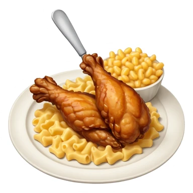 drumstick chicken with mac and cheese on the side on a plate sticker