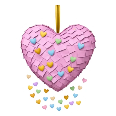 The heart is a pinata with confetti in soft pink, beige and yellow pastel light sticker