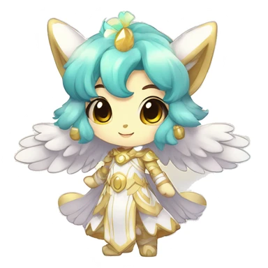 Cute Kawaii Chibi Anthro Sona Colorful Ethereal Pretty see Godly Celestial Shiny Fakemon Full Body sticker