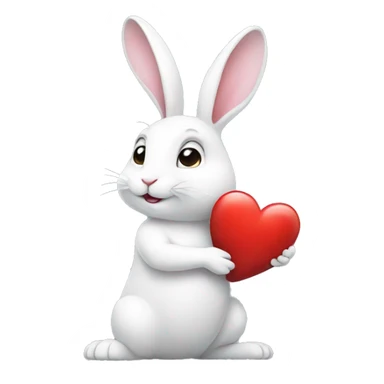 white rabbit hold heart sticker