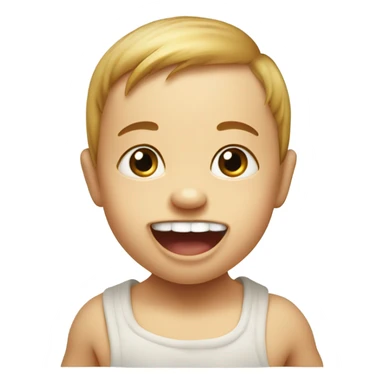 Derps baby brother pointing his eyes up and putting two teeth above his mouth sticker