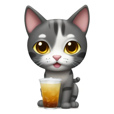 a cat drink boba sticker
