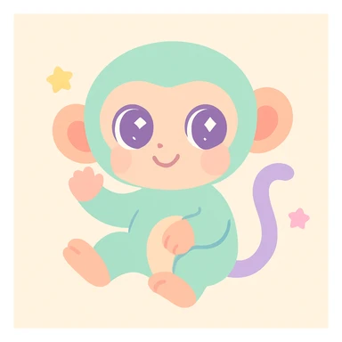 a cute vervet monkey cartoon, big eyes, playful pose sticker