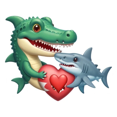 A cute crocodile and a cure shark in a heart sticker