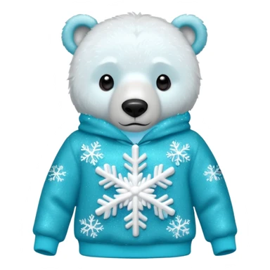 Glitter polar bear
with cyan snowflake on a black sweatshirt sticker