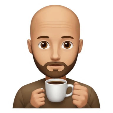 men with coffee no hair, 3 day beard sticker
