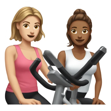Two white skinned brown hair ladies at spin class sticker