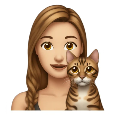 Pretty-brown hair-woman-with bengal cat sticker