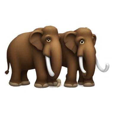 Two brown mammoths with fur hugging each other with their legs sticker