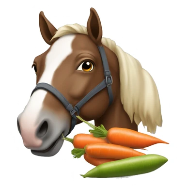 cheval avec une carotte dans la bouche sticker