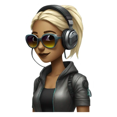 A beautiful cyberpunk girl wearing sunglass and headphones sticker