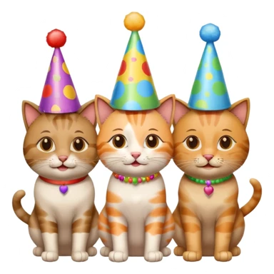  3 happy cats wearing party hats sticker
